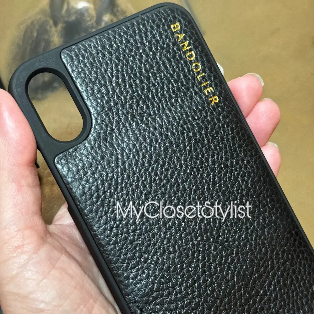 NEW! BANDOLIER Genuine Leather iPhone XS MAX Black Crossbody Case! NWT RARE